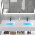 Waterproof LED Wall Hang Mounted Ceramic Wash Hand Basin Bathroom Cabinet Vanity with Artificial Stone Counter